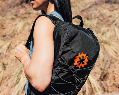 Remote Z backpack for day hikes in black; on model; promotional product for businesses and events